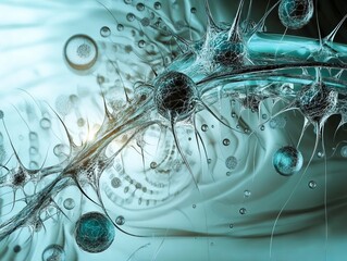 Wall Mural - A close up of a computer generated image of a neuron