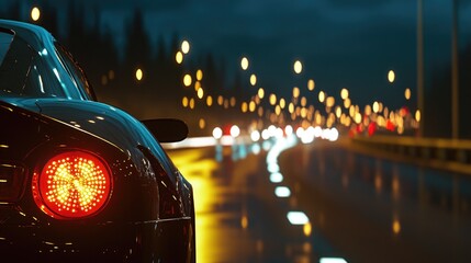 Wall Mural - A vehicle traveling along a road in the evening hours