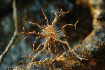 Sticker - A small plant grows out of a rocky surface in this close-up view