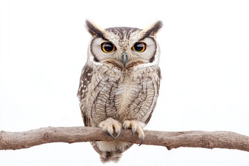 Wall Mural - A great horned owl perched on a tree branch, ready for its next move