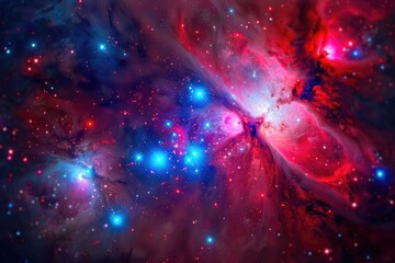 Canvas Print - a vibrant and colorful image of a massive star cluster, featuring numerous stars and celestial bodie