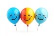 © Umi Sakina - Three colorful balloons with happy faces on a white background.