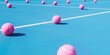 © Coco - Pelotas de tenis de color rosa aesthetic en una cancha de tenis azul, tenis aesthetic, pelotas de tenis en la cancha