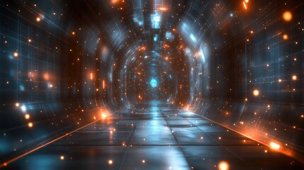 Wall Mural - Futuristic glowing tunnel.