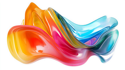 Poster - Futuristic colorful flowing liquid shape abstract 3d render dynamic and fluid design modern art illustration