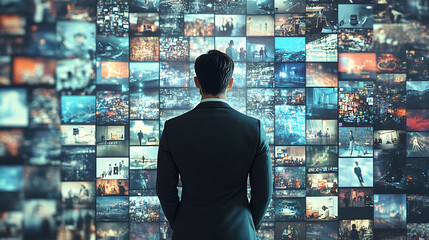 Wall Mural - content curation within a digital marketing strategy, highlighting the process of selecting and mana