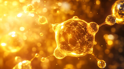 Aufkleber - Abstract depiction of a cell membrane structure with a golden glow, serving as a background for biology, physics, and chemistry