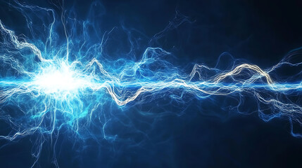 Fototapete - Electrical plasma power depicted through blue and white energy crackling fusion