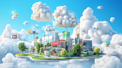 Poster - Platform as a service paas cloud computing software platform conceptual 3d illustration
