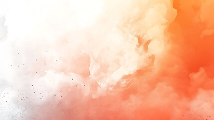Poster - Watercolor orange gradient background banner large canvas sizes, blurry watercolors, atmospheric clouds