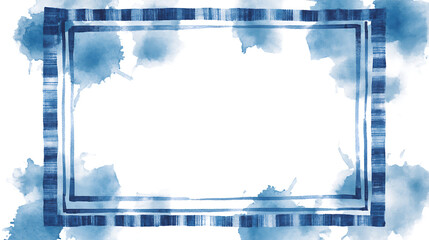 Poster - A white background with a blue watercolor plaid patterned frame, with a simple and minimalistic design