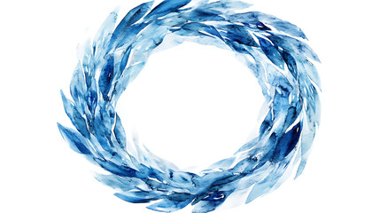 Fototapete - Abstract watercolor brush strokes in blue and white, forming an elegant circular design