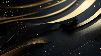 Aufkleber - Elegant background with gold wavy line, graduation cap