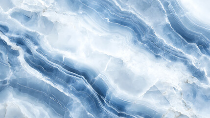 Poster - Random Part Onyx Blue Crystal Marble Texture with White Colors Waves, Polished Quartz Stone Background