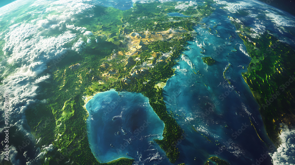 Stock-Illustration „Highly detailed satellite view of earth south ...