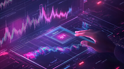 Poster - Etf exchange traded fund concept with investor touching virtual stock market graph financial technology illustration