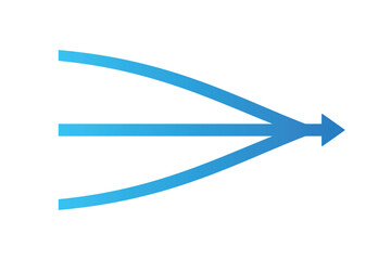 Canvas Print - Three arrows merging into one icon. Clipart image isolated on white background.