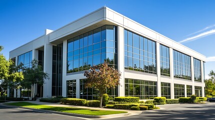 Wall Mural - Modern office building exterior: the exterior a modern office building with innovative architecture and clean lines.