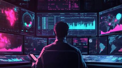 Cybersecurity Analyst Working at His Desk