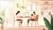 © Antonster - Single parent balances work and child care in a cozy home office setting