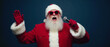 © schiers_images - A joyful Santa Claus wearing sunglasses energetically sings into a microphone. His festive attire and dynamic pose capture the lively holiday spirit and the magic of Christmas celebration.