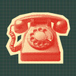 © Satoru Sketches - retro cord phone, photocopy stipple effect style, halftone design