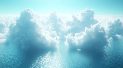 Wall Mural - Serene clouds over a tranquil ocean surface.