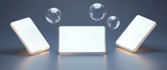 Phone Mockup Blank Screen 3D Rendering App Interface Design UX UI Web Presentation