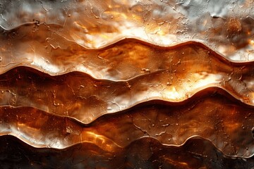 Wall Mural - Shiny Copper Gold Foil Leaf Texture Background with Glass Effect