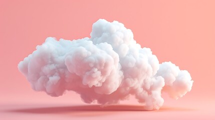 Canvas Print - A fluffy white cloud floating against a soft pink background, evoking a dreamy and serene atmosphere.