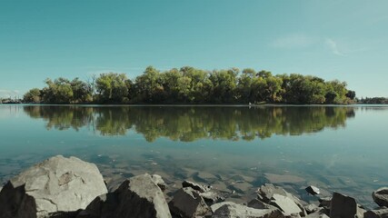 Poster - Landscape view of river bend on sacramento river in fall 