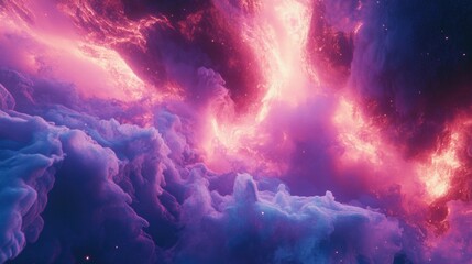 Wall Mural - Stunning Abstract Cosmic Cloudscape with Vibrant Pink, Purple, and Blue Hues Creating an Ethereal Atmosphere of the Universe's Beauty and Mystery