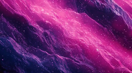 Wall Mural - Abstract cosmic waves in vibrant pink and purple hues creating a mesmerizing backdrop filled with stars, evoking feelings of wonder and exploration of the universe