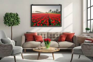 Wall Mural - modern living room with sofa