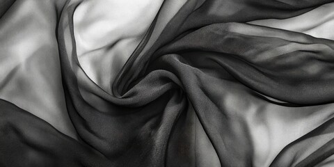 Aufkleber - Texture. Background. Template. Silk fabric in abstract black and white shades. Abstract watercolor paint on textured vertical silk fabric, canvas, macro, close-up.