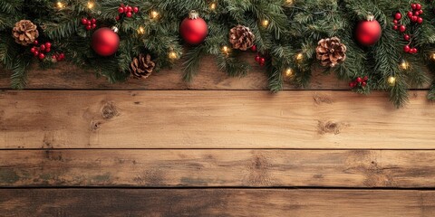 Aufkleber - Christmas backdrop on wooden planks