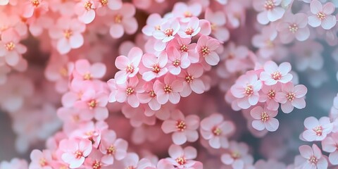 Leinwandbilder - Gray background featuring a cluster of small pink flowers.