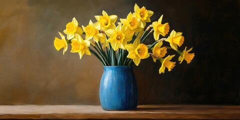 Poster - Daffodils in a blue container