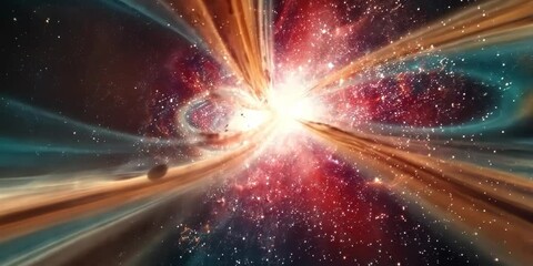 Wall Mural - cosmic conical blast radiating energy waves in the galaxy, 4k video