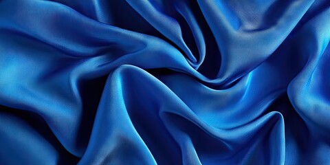 Aufkleber - Blue silk fabric, abstract background featuring cerulean silk. Draped fabric texture. Copy space. Design element. Valentine's Day. Textural pattern, ornament, background.