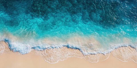 Poster - sandy beach and blue ocean water with copy space for your text or image