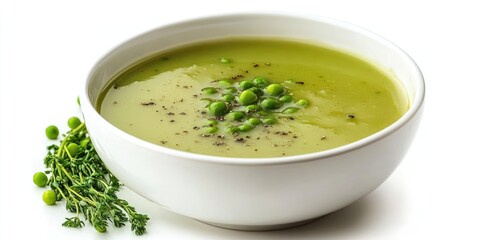 Poster - Pea Soup, Nutritious Vegetarian and Vegan Pea Soup on White Isolated Background