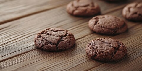 Poster - Chocolate cookies on a wooden background, close-up.