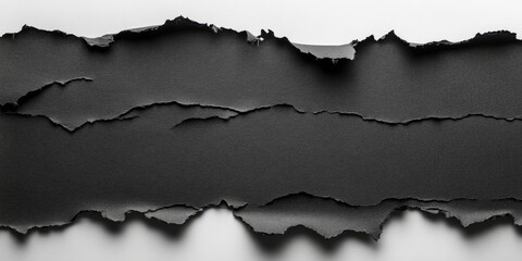 Aufkleber - Black paper with ripped edges set against a white paper background. The texture of the paper is good.