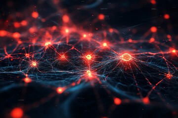 Aufkleber - Abstract digital network with glowing nodes and connections.