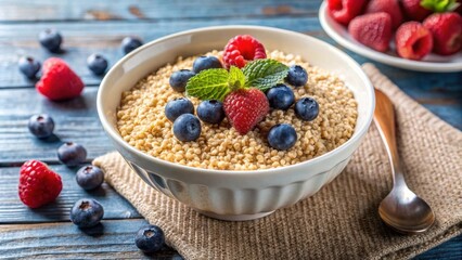 Popped amaranth cereal in a bowl, a healthy and gluten-free breakfast option , amaranth, popped, cereal, bowl