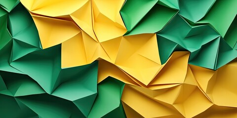 Poster - Abstract folded paper background in yellow and green