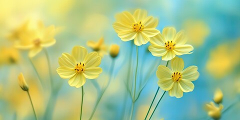 Poster - Blurred abstract backdrop of lovely yellow flowers