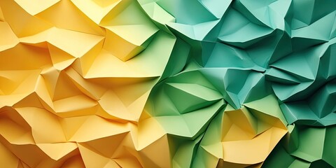 Poster - Abstract folded paper background in yellow and green