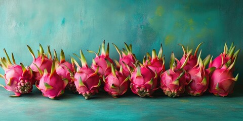 Poster - Remarkable Red Peel and Flesh Dragon Fruits, also known as Pink Pitaya or Strawberry Pear.